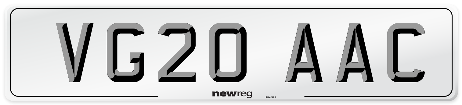 VG20 AAC Number Plate from New Reg